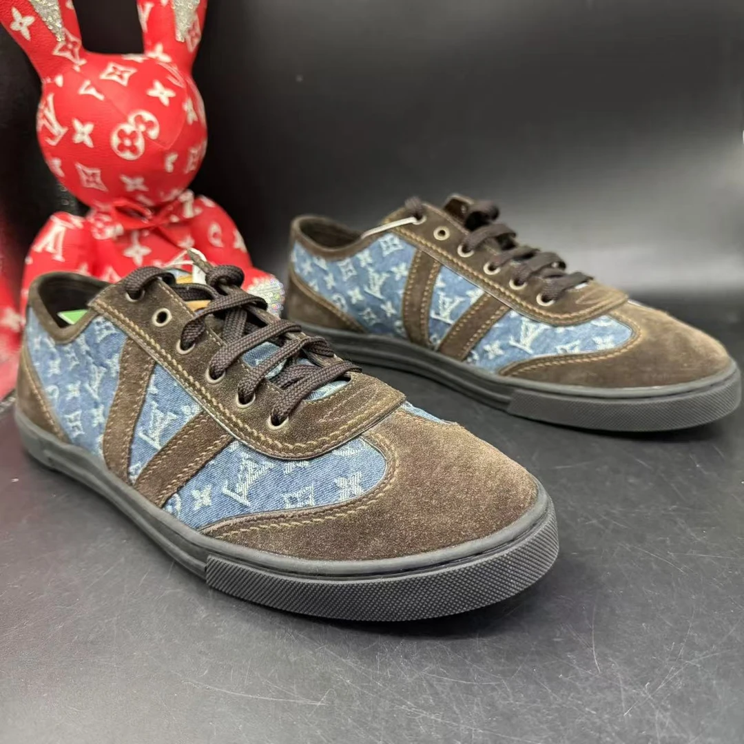 95新 LouisVuitton/路易威登 【AO特惠】43欧码 蓝牛仔麂皮老花板鞋