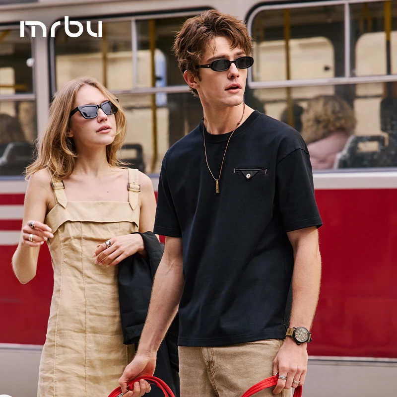 Mr.Bu布先生纯棉廓形版设计感口袋男士T恤衫圆领宽松上衣GT16322