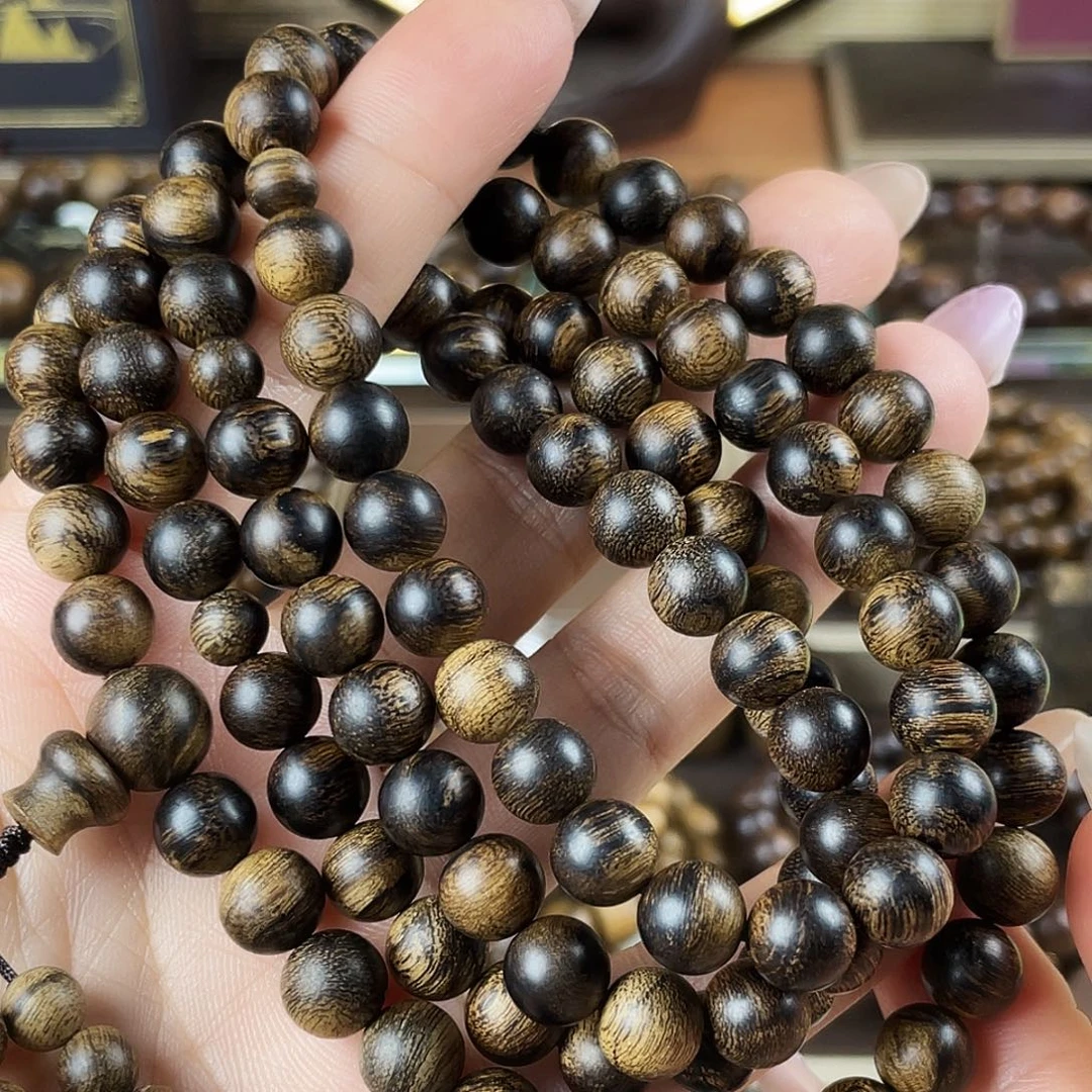 镜***如沉香手串越南芽庄老白棋玉化老料瘤疤虎皮0.8×108