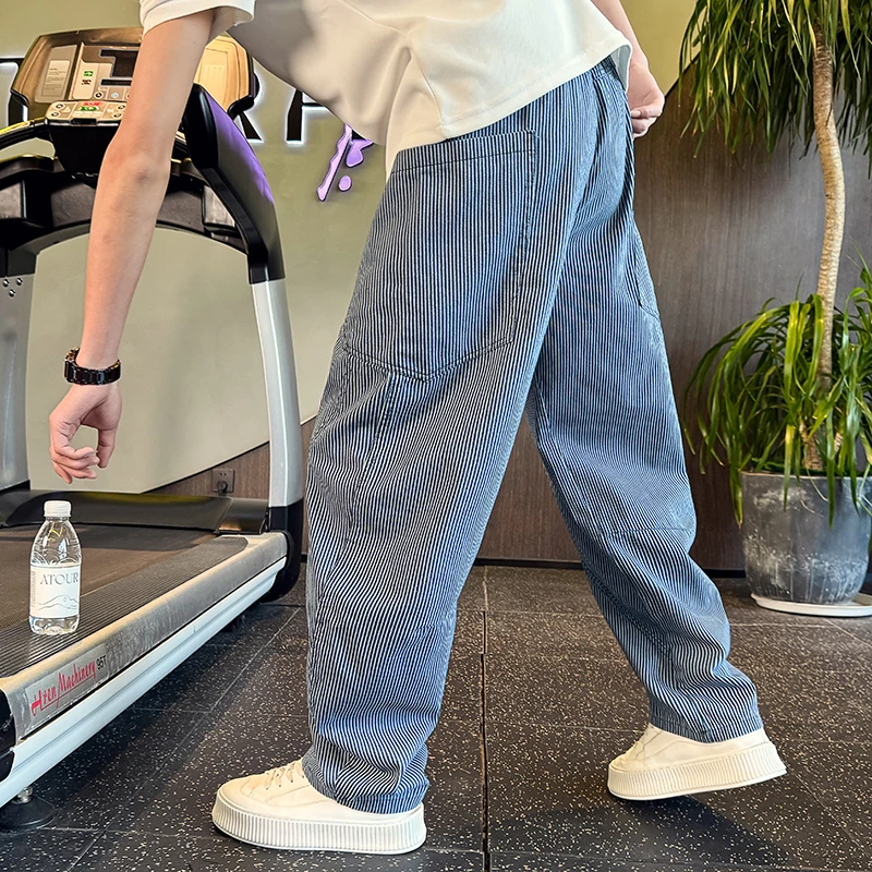 条纹裤子男款爆款2025新款夏季百搭宽松直筒长裤高级感男装休闲裤