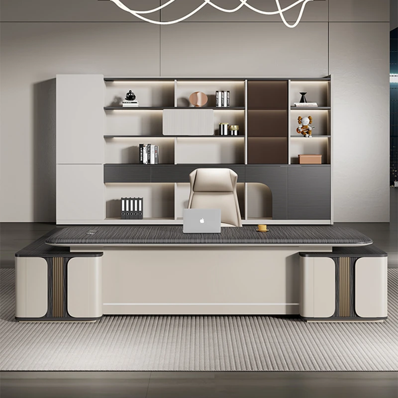 柏牧家具轻奢老板办公桌椅组合高级感总裁室家具大班台简约经理桌