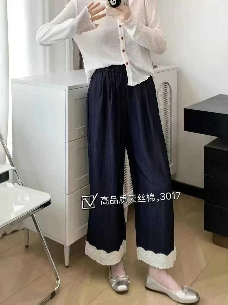 新款牛仔2025夏季设计感显瘦百搭九分阔腿裤