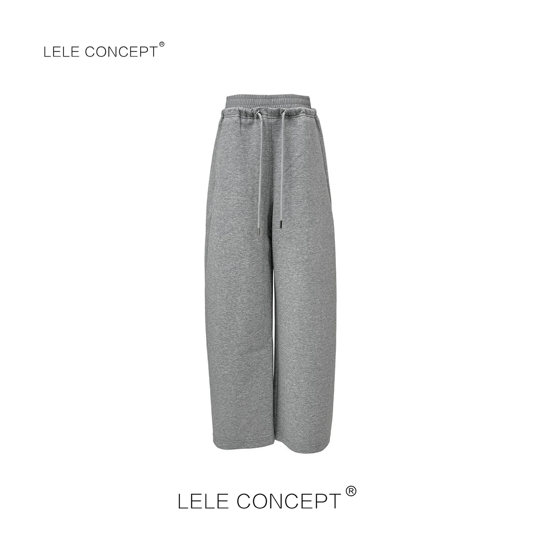 LELE CONCEPT丨都市舒适百搭款松紧扣抽带阔腿休闲裤K0343
