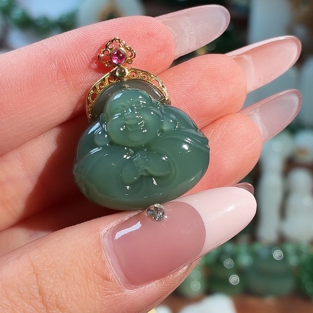 和田玉18K金镶嵌颈饰T