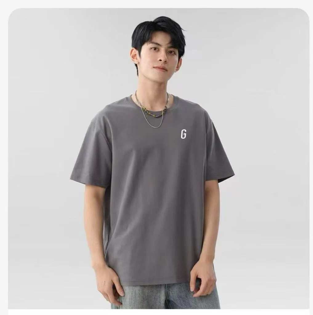 夏季新款 发泡小标G字母休闲棉短袖男女同款简约百搭休闲净版T恤