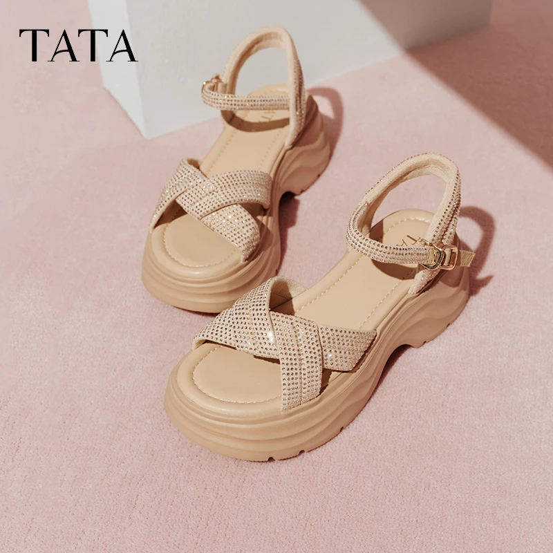 【一秒入夏】TATA他她2025夏新款休闲厚底气质百搭简约凉鞋CXT01BL5