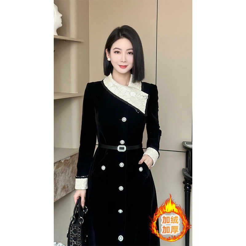 格娜冬季穿搭外出新款外套女装洋气时髦气质显瘦法式修身风衣裙