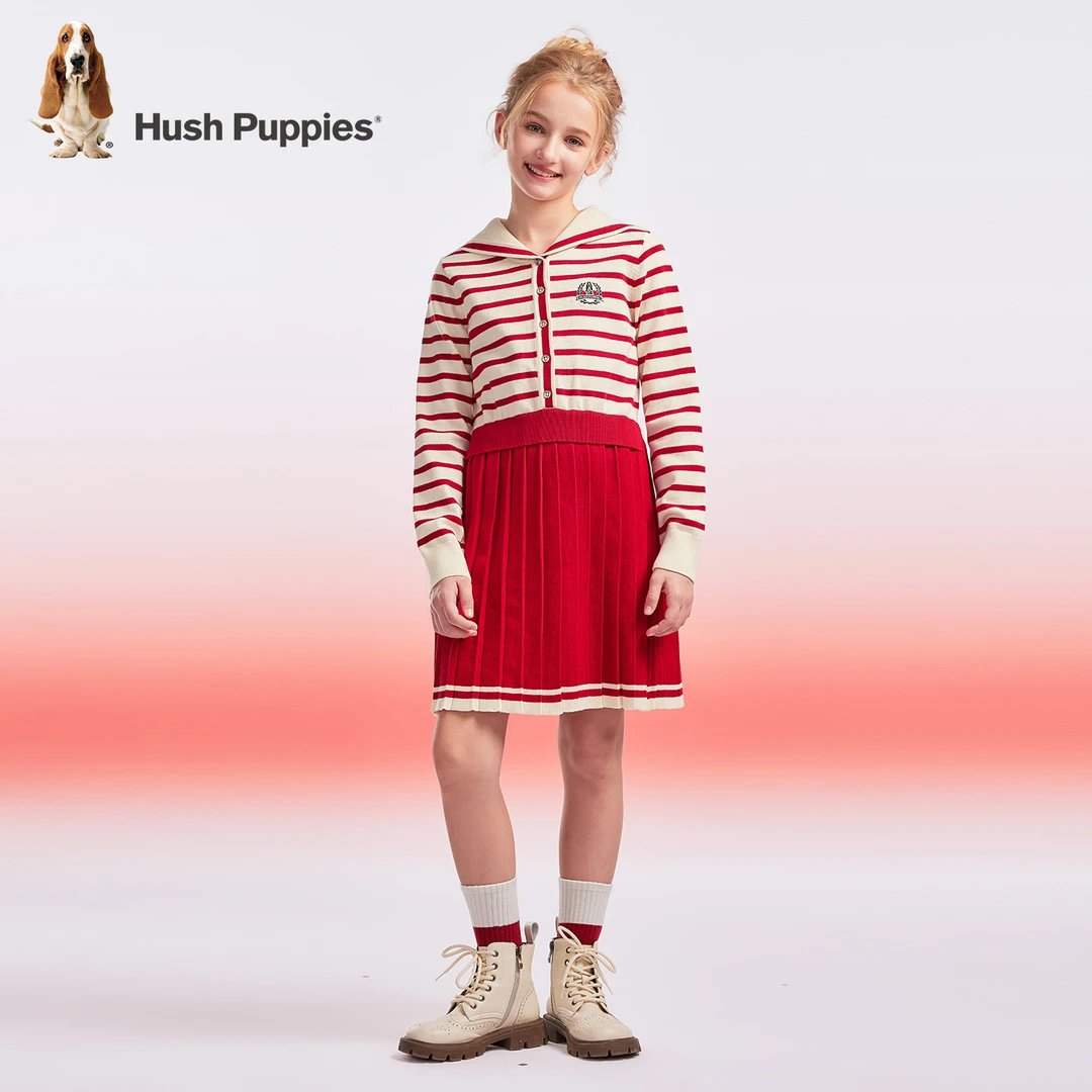 【长袖裙】暇步士童装2025年秋冬女童新款经典学院风气质海军领