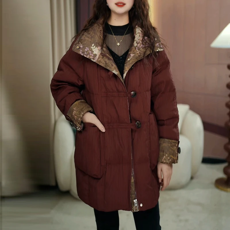 轻奢时髦百搭大码羽绒服2025冬季新款女士休闲显瘦保暖白鸭绒外套