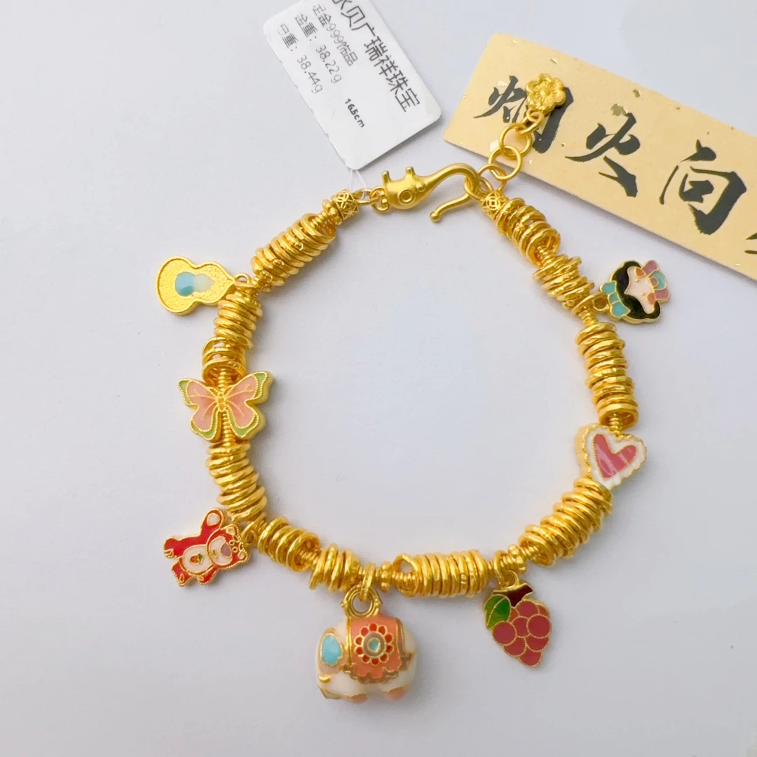 足金999卡1.8小金圈 卡五盘缠手链 38.22 zl