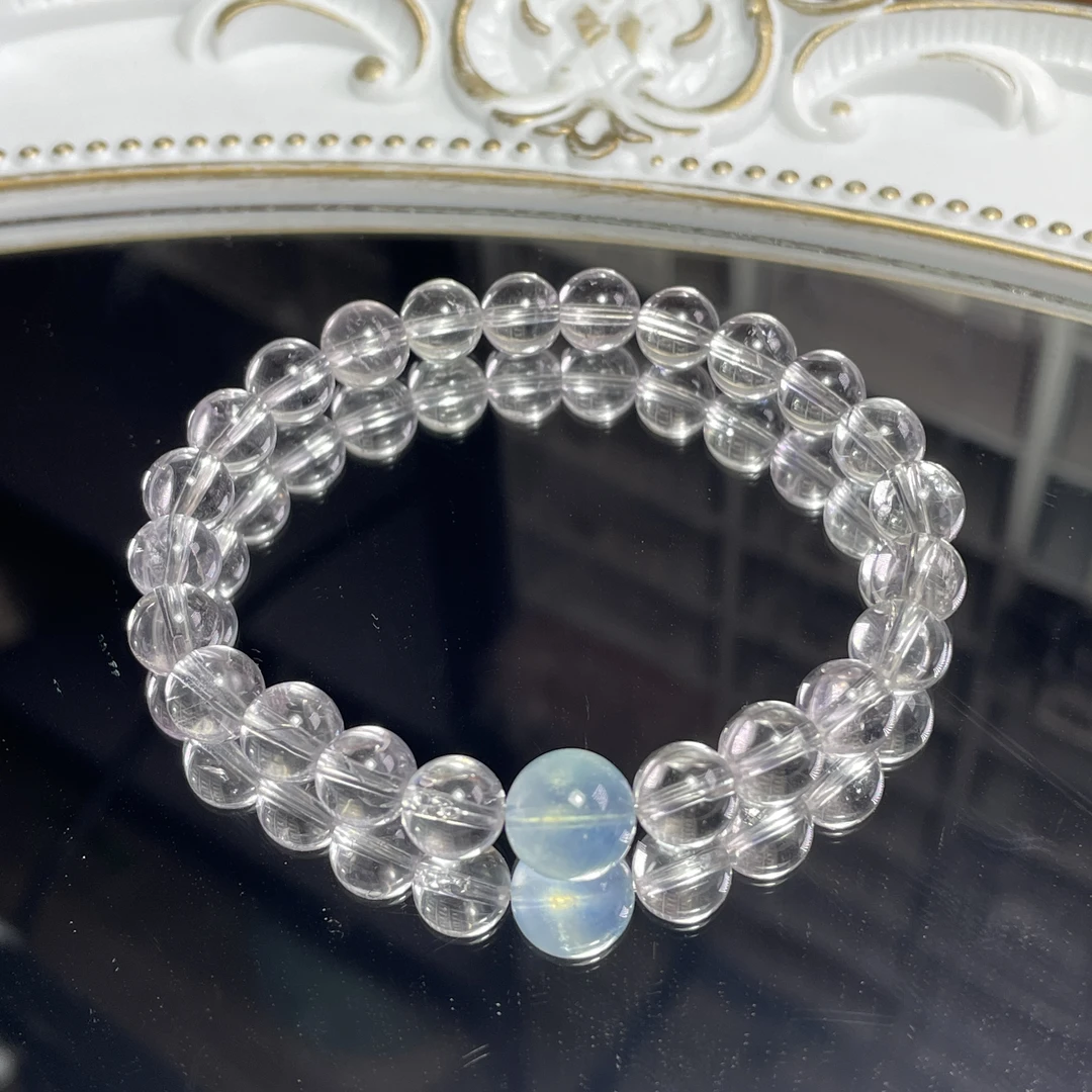 天然原矿淡紫水晶手链露丝同款海蓝宝手串送手串生日礼物ins风