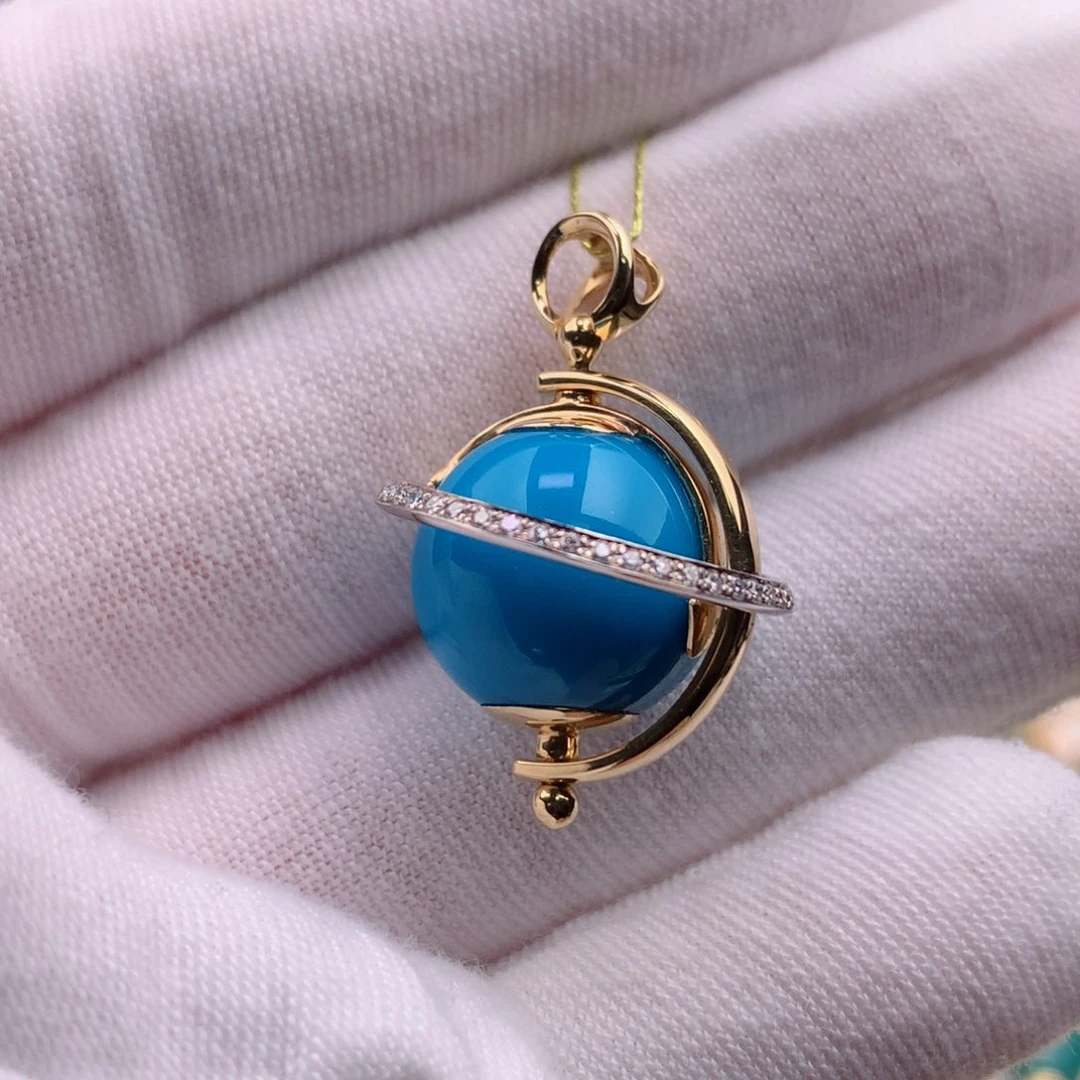 绿松石珠宝奇石18K金镶嵌