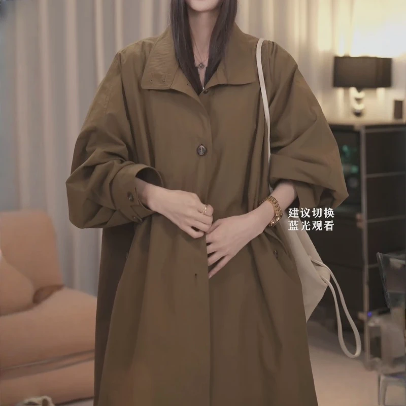 风衣女中长款秋装2025年新款宽松韩版英伦风外套秋季时尚百搭风衣