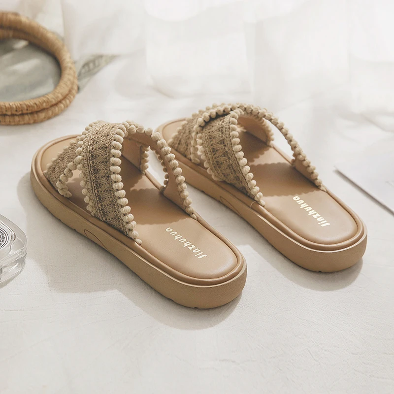 羊皮版~晚晚鞋沙滩厚底法式绝美复古配裙子凉拖鞋女夏季外穿外出