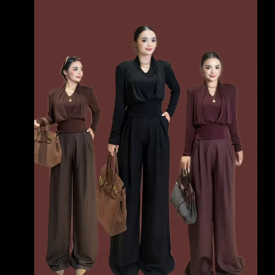 rayhon两件套秋季大阔腿拖地西装休闲时髦精必备穿搭