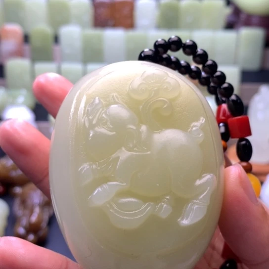 石材方解石手把件