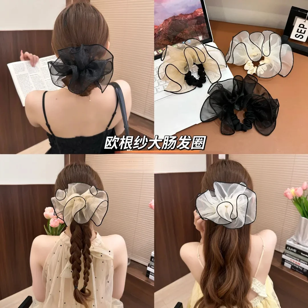 蓬蓬纱！超立体！新款褶皱半圆蓬蓬网纱甜妹氛围感发圈春夏发饰xx