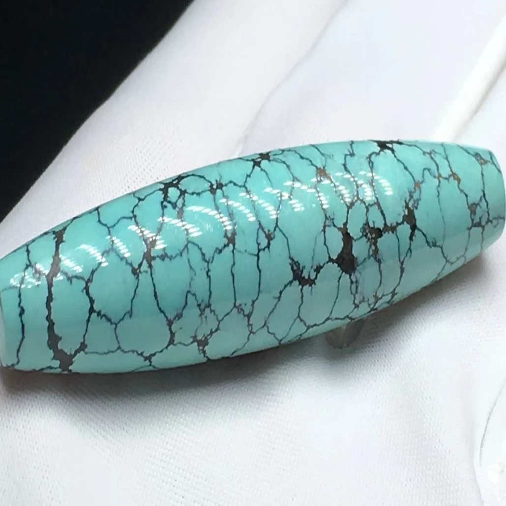 原矿高瓷精品绿松石网花天珠,无坑裂,尺寸12✖️47mm,纹路漂亮