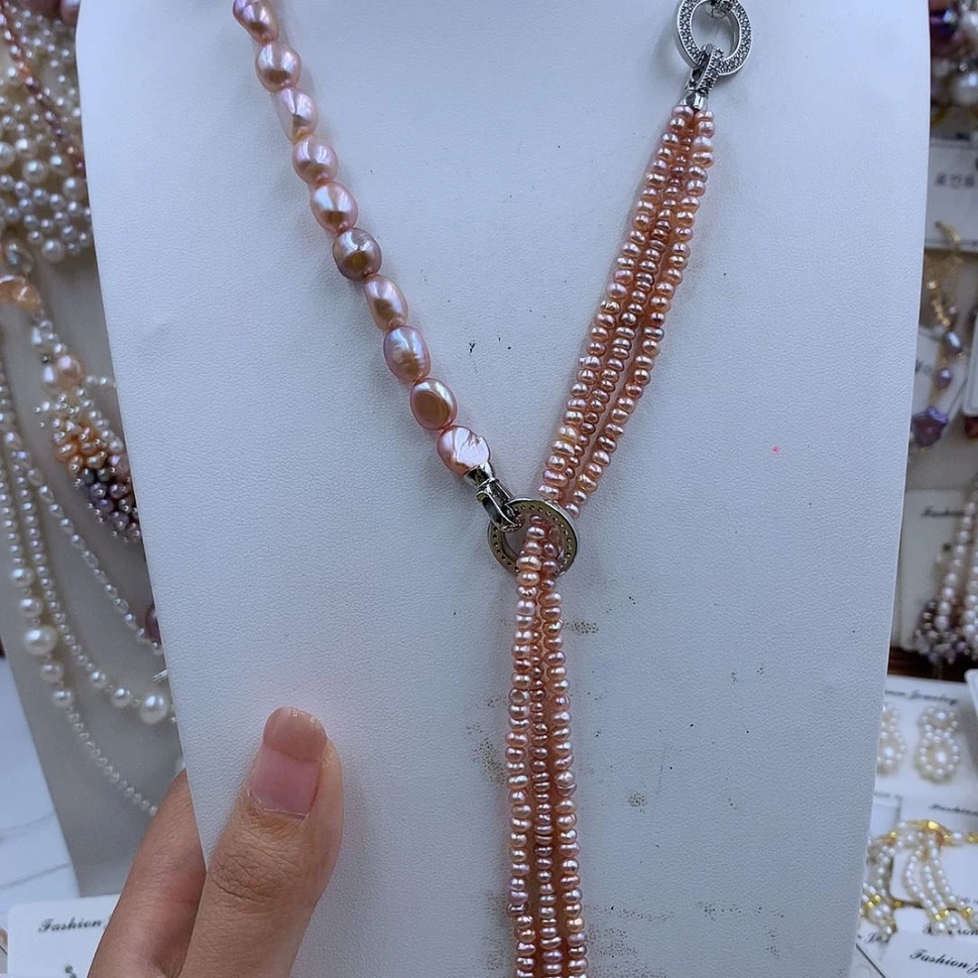 项链银S925镀金镶嵌淡水珍珠何*