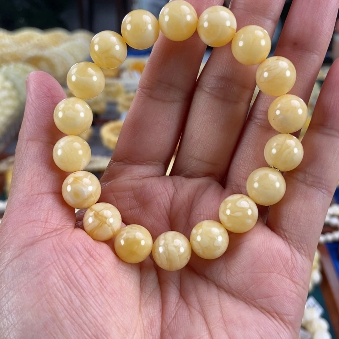 琥珀未镶嵌珠宝奇石11+白蜜圆珠14.12