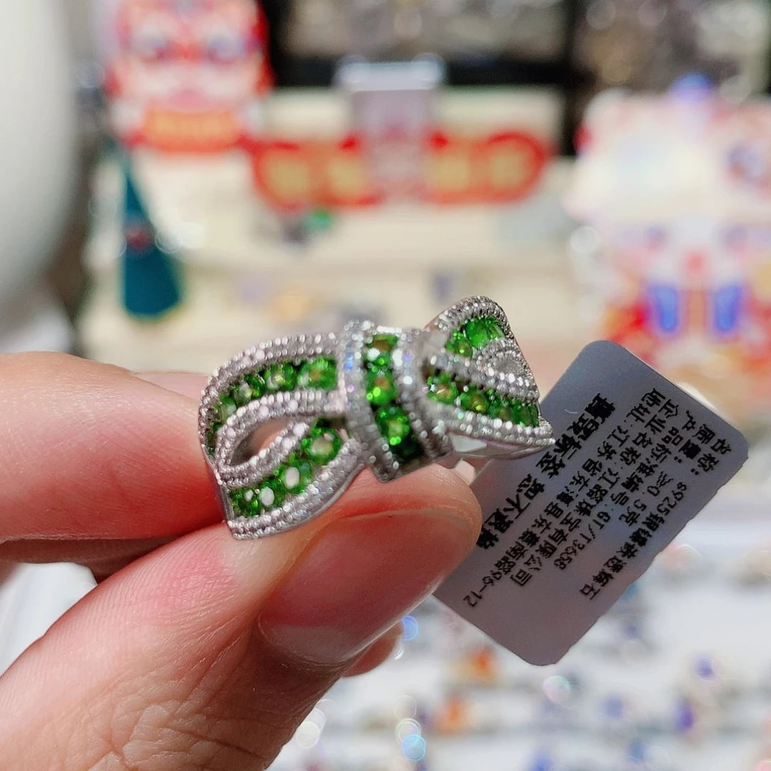 透辉石戒指银S925镶嵌