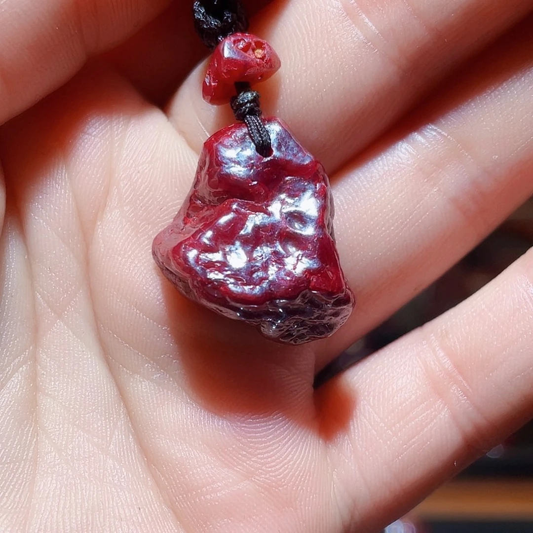 天然辰砂蓝***星无根砂吊坠