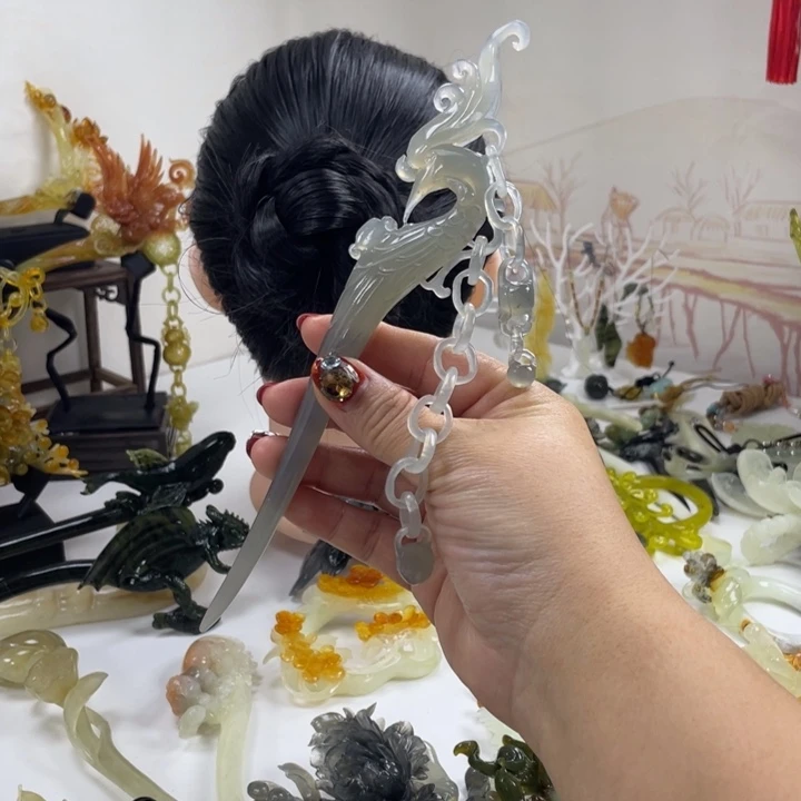 月***安岫玉未镶嵌发饰发簪