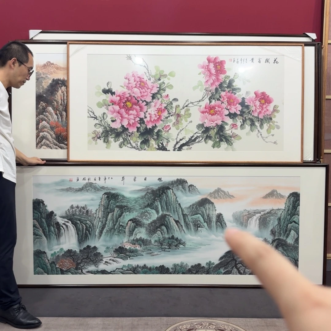 国画带框绘画210/80尺寸