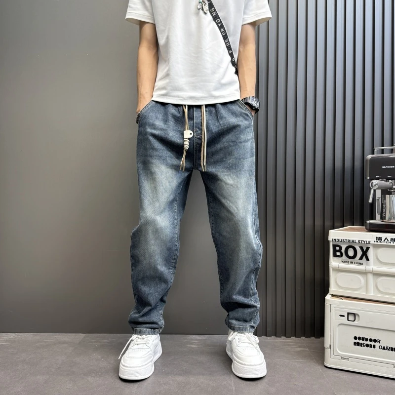 男裤男款秋冬复古宽松水洗男士新款百搭裤子男休破洞夏季阔腿