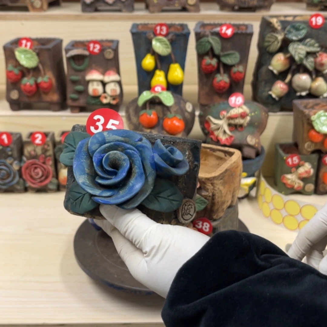 【闪购商品】紫砂花盆35号内口9×6脚高7