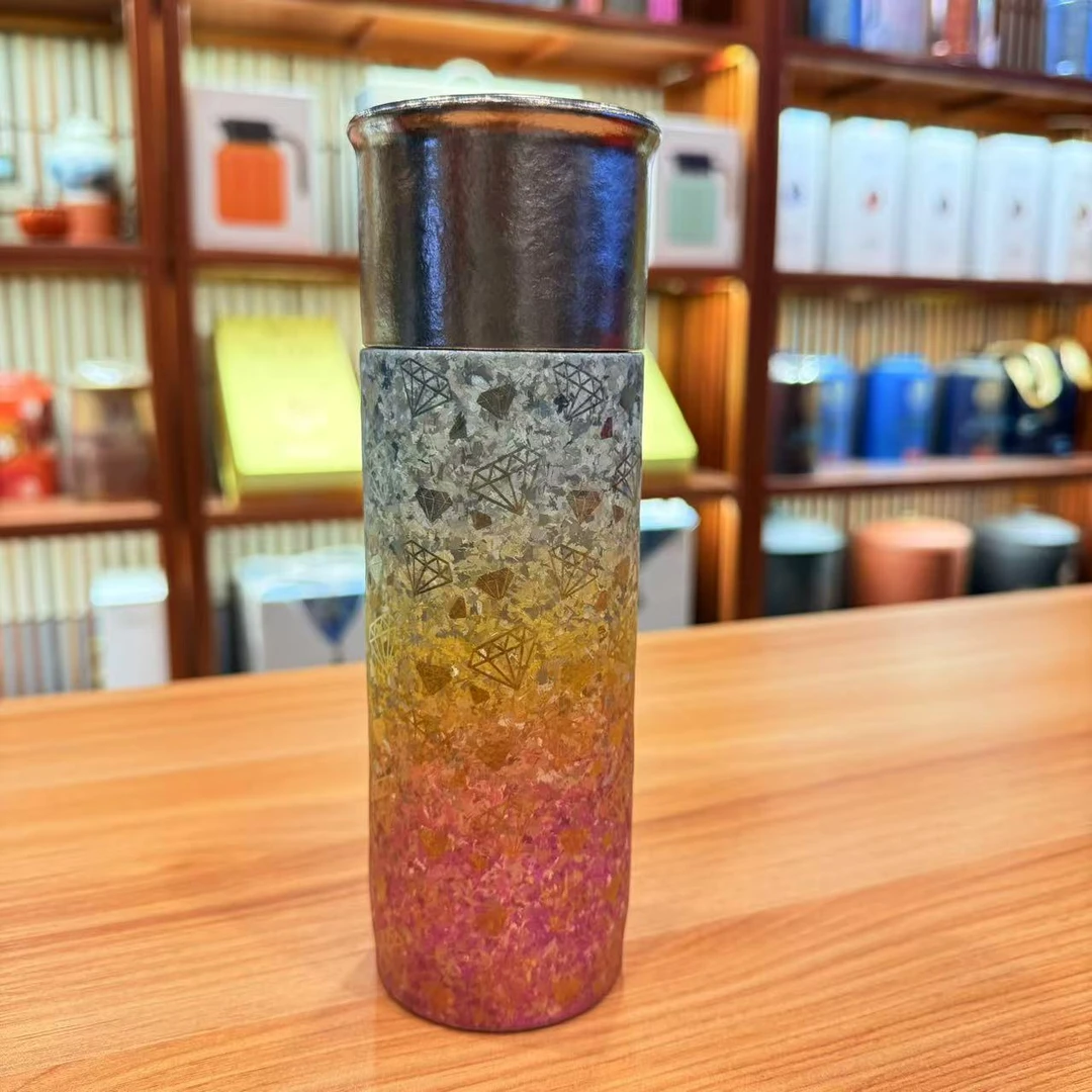 渐变款过渡色纯钛钛杯磁吸盖彩钛焕金焖茶保温杯定制限量版