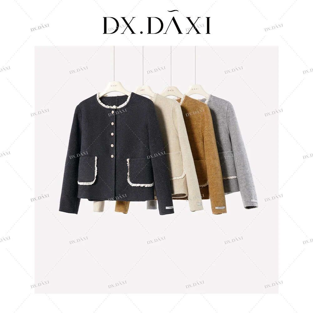 DX.DAXI【曼乐之城1.0】秋冬新品蕾丝花边短款羊毛大衣