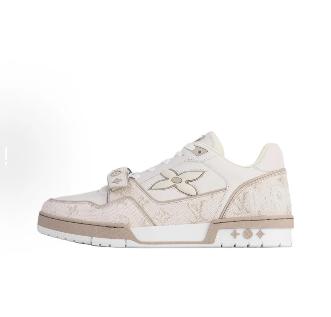 全新未使用 LouisVuitton/路易威登 trainer 25新款魔术贴 白金色