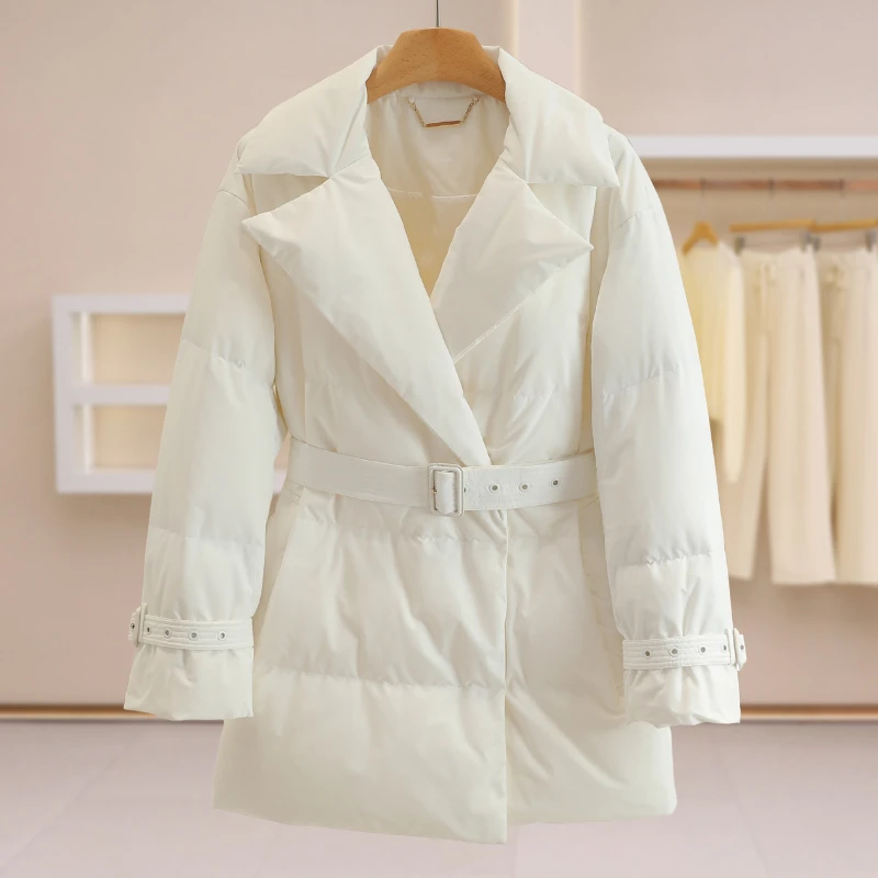 B4150-【歌】方领收腰轻便中长羽绒服#ZGL58H002