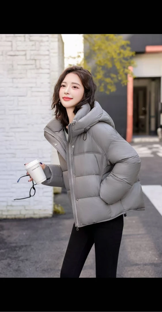 2608防寒保暖棉服厚款短款长袖连帽网红秋冬休闲潮流