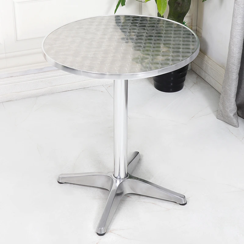 折叠圆桌子便携铝合金折叠四方台家用洽谈桌不锈钢野餐桌户外桌椅