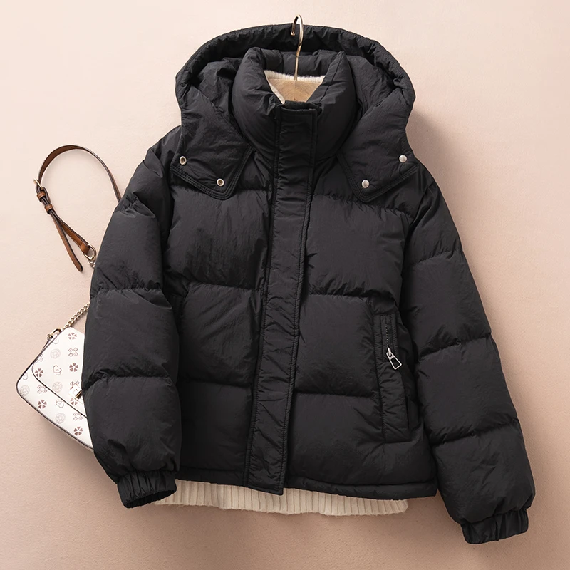 安哥拉红羽绒服女款2025新款小个子短款冬季酒红色今年流行爆款