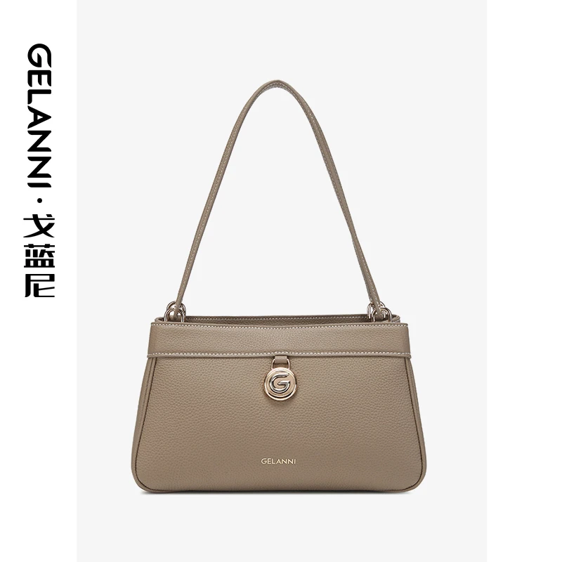 GELANNI时尚简约真皮轻奢单肩斜挎包商务晚宴包2460839灰色