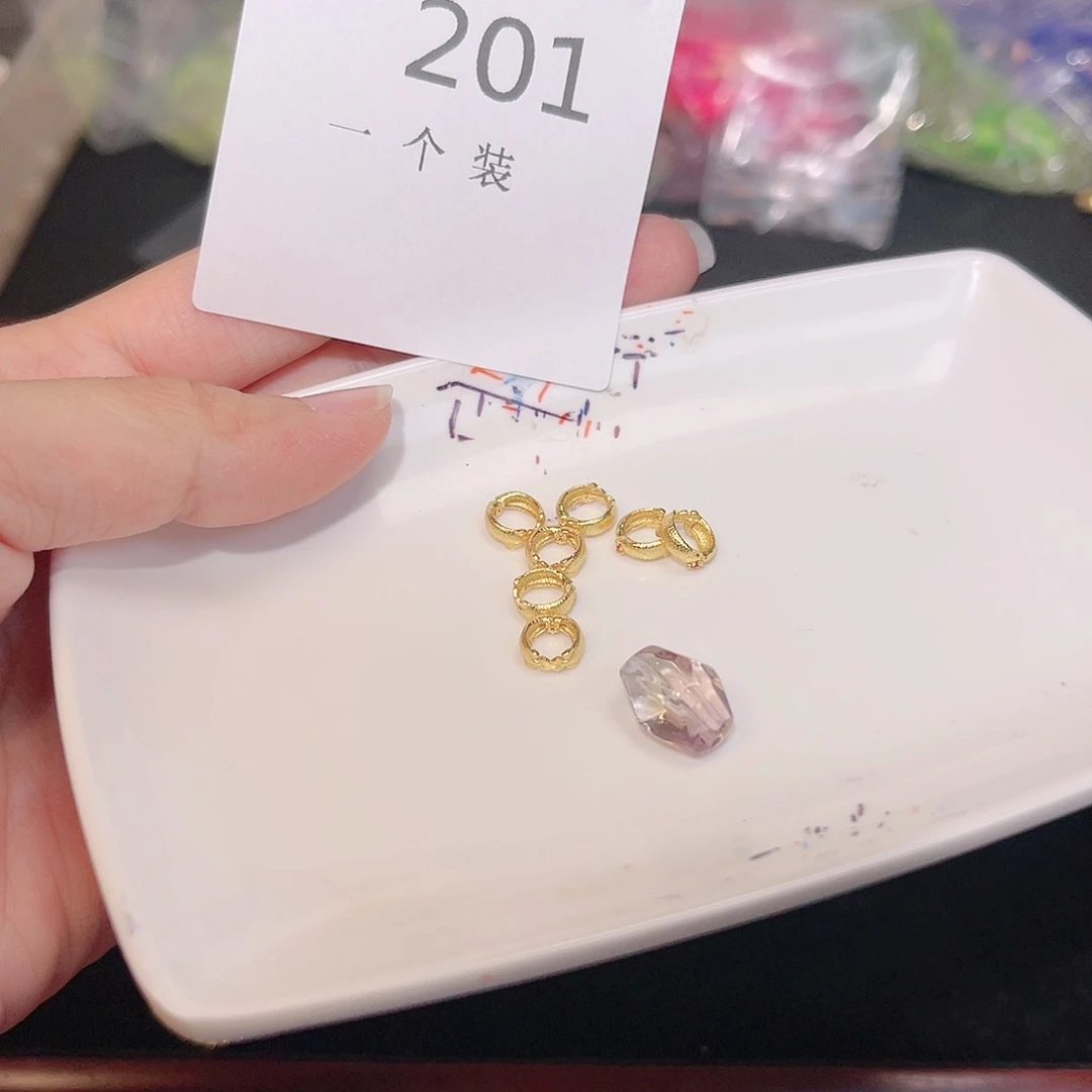 水晶珠宝半成品银S925镀金镶嵌201