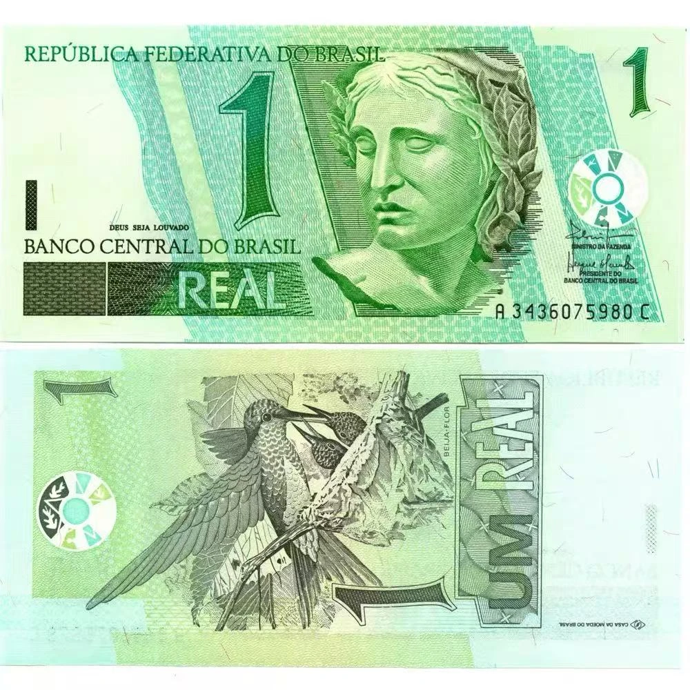 [美洲] 巴西 纸币 动物蜂鸟2003年 1雷亚尔 全新UNC外国钱币收藏