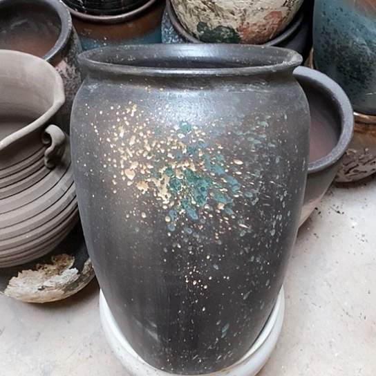 紫砂花盆口26高度41黑