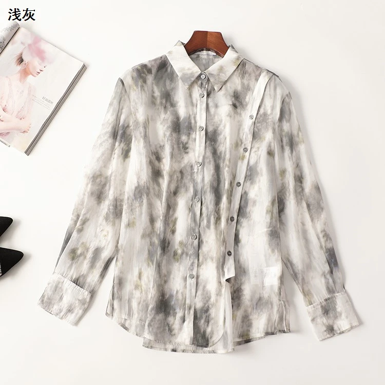 410971春中长款长袖翻领衬衫