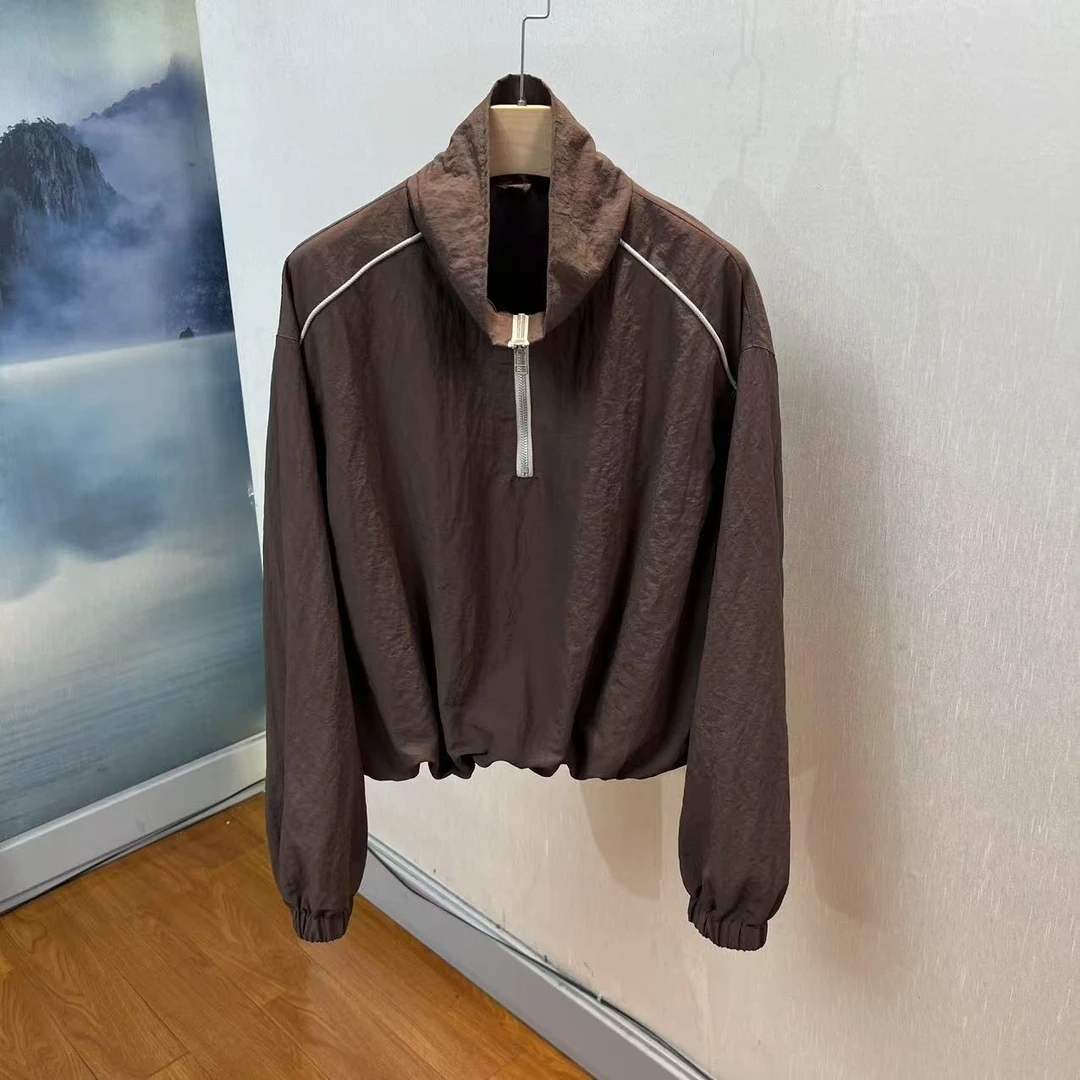 【老头定制】设计师时尚休闲长袖半拉链夹克 N-25006