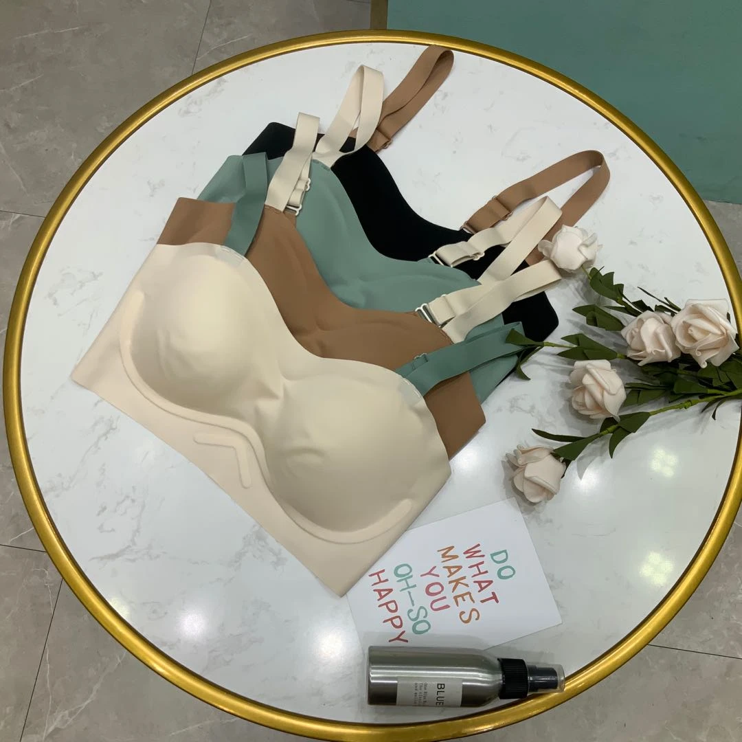 简约风中模杯空气垫舒适薄款夏季聚拢文胸小胸内衣套透气无痕运动