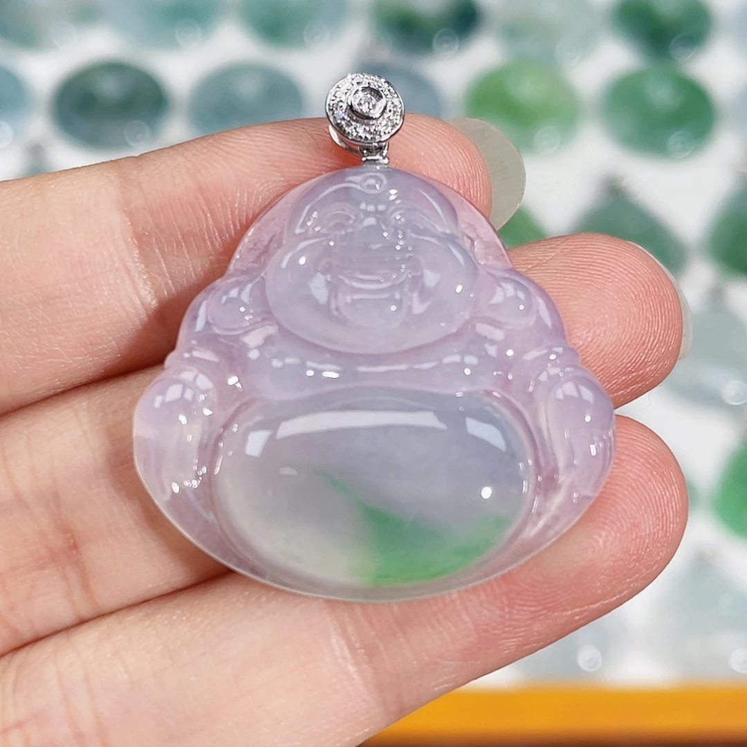 颈饰18K金镶嵌翡翠吊坠