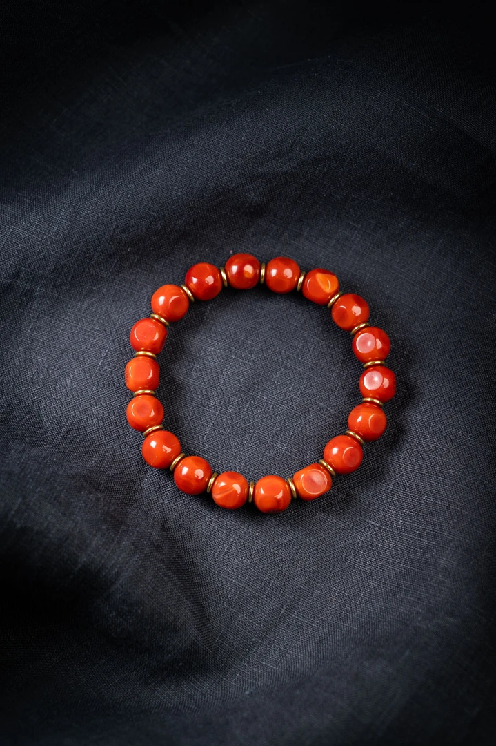 9mm瓦西，柿子红，六方珠，单圈手串，直播间介绍为准