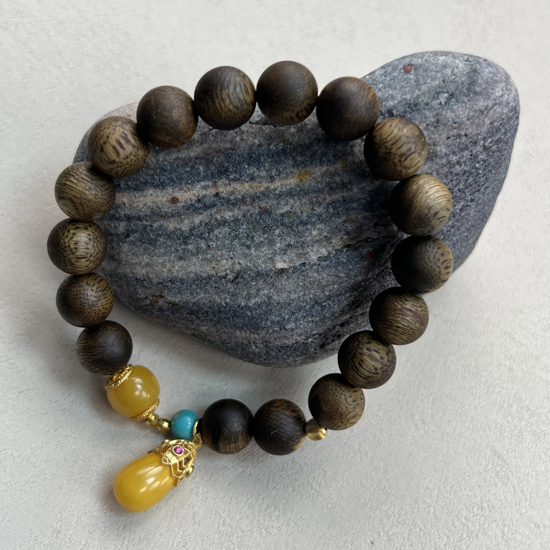 YH-039150海南乌身沉香DIY单圈0.9S手串约6g