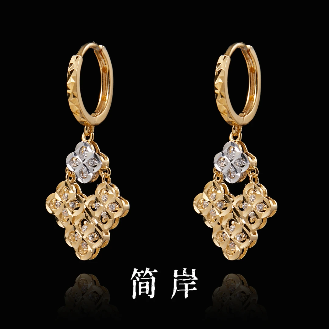 jeshore/简岸 925银耳饰 中国结撞色耳扣秋冬