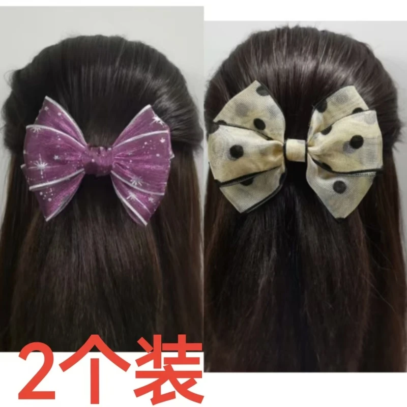 鱼鳞超仙发饰蝴蝶结顶夹横夹马尾弹簧发夹头饰夹女后脑勺发卡