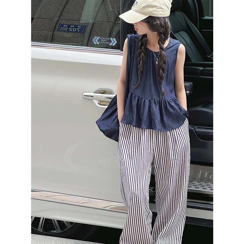 K29159荷叶边女童背心套装2025夏装新款时髦儿童休闲两件套衣服潮